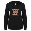 Thumbnail image for  ENZA Womens Black V Notch Raw Edge Fleece Hoodie