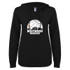 Thumbnail image for  ENZA Womens Black V Notch Raw Edge Fleece Hoodie