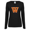 Thumbnail image for  Womens Black Long Sleeve V Neck Tee 