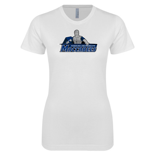  Next Level Womens White Boyfriend Tee - Primary Logo
