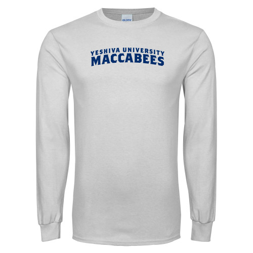  White Long Sleeve T Shirt - Arched Yeshiva University Maccabees