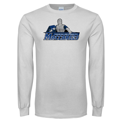  White Long Sleeve T Shirt - Primary Logo Distressed