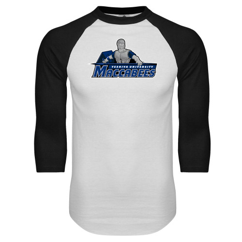 Yeshiva White/Black Raglan Baseball T Shirt