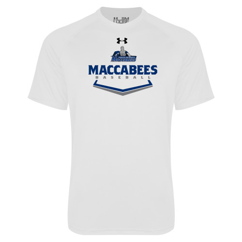  Under Armour White Tech Tee - Maccabees Baseball Plate