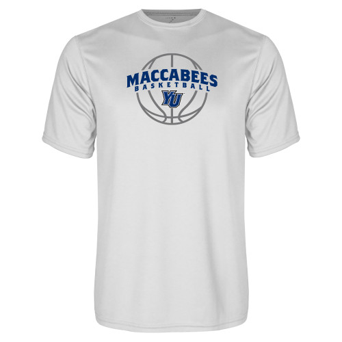  White Performance Tee - Maccabees Basketball Arched