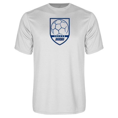  White Performance Tee - Maccabees Soccer Shield