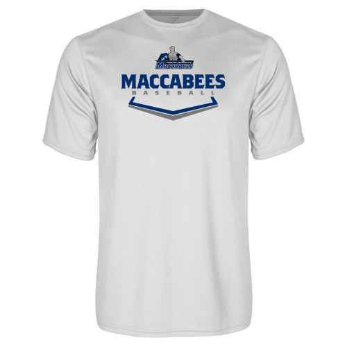  White Performance Tee - Maccabees Baseball Plate