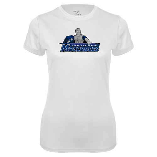  Womens White Performance Tee - Primary Logo