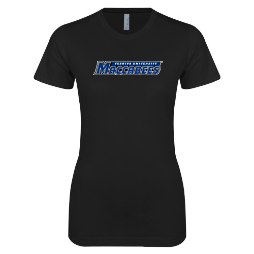  Next Level Womens Black Boyfriend Tee - Yeshiva University Maccabees
