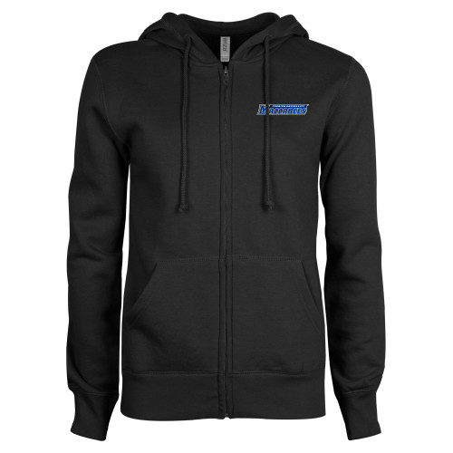  ENZA Womens Black Fleece Full Zip Hoodie - Yeshiva University Maccabees