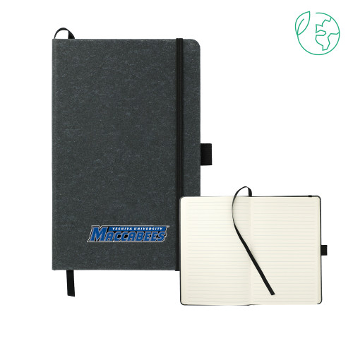 5.5 x 8.5 Black FSC Mix Recycled Leather Bound Journal - Yeshiva University Maccabees