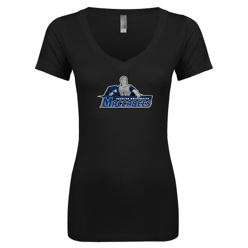  Next Level Womens Black Ideal V Tee - Primary Logo