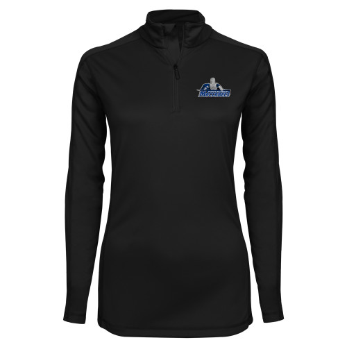  Syntrel Womens Black Interlock 1/4 Zip - Primary Logo