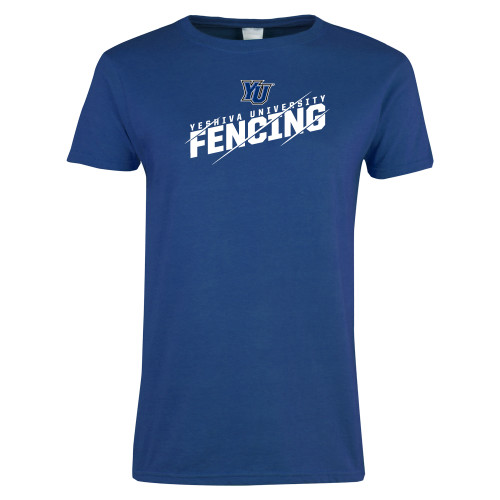  Womens Royal Short Sleeve Tee - Yeshiva University Fencing Slashed