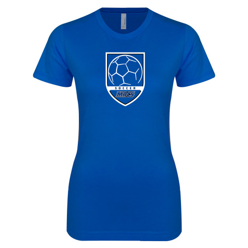  Next Level Womens Royal Boyfriend Tee - Maccabees Soccer Shield