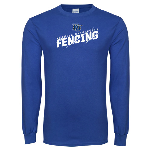  Royal Long Sleeve T Shirt - Yeshiva University Fencing Slashed