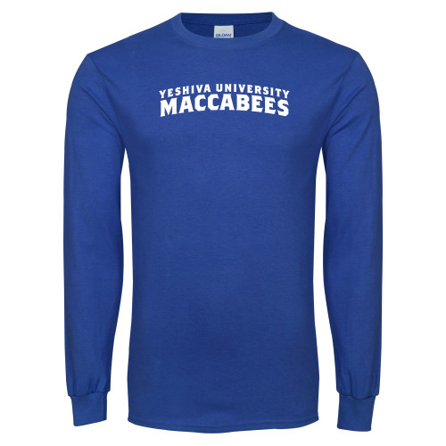  Royal Long Sleeve T Shirt - Arched Yeshiva University Maccabees