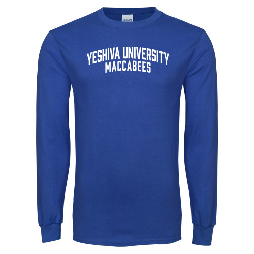  Royal Long Sleeve T Shirt - Yeshiva University Maccabees Arched