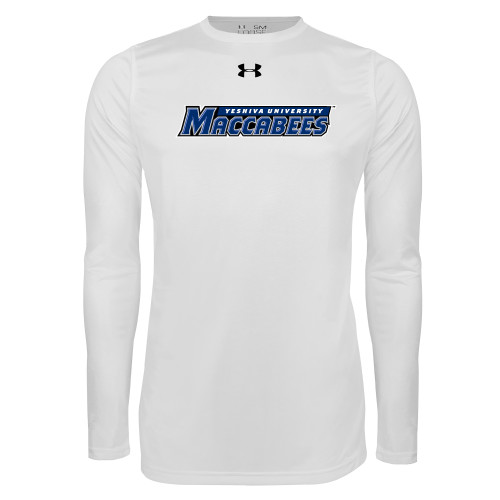  Under Armour White Long Sleeve Tech Tee - Yeshiva University Maccabees