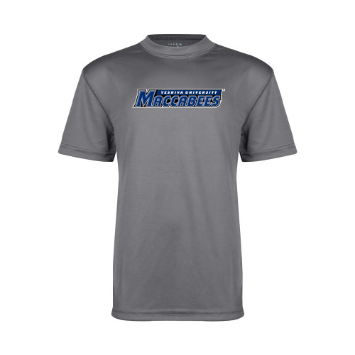  Youth Performance Grey Concrete Tee - Yeshiva University Maccabees