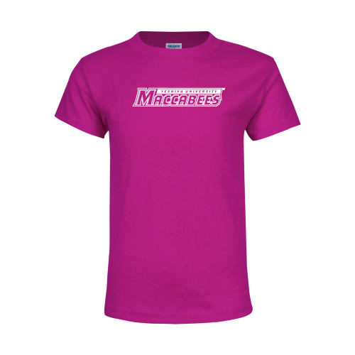  Youth Hot Pink T Shirt - Yeshiva University Maccabees