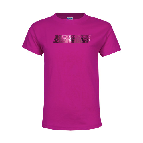  Youth Hot Pink T Shirt - Yeshiva University Maccabees Foil