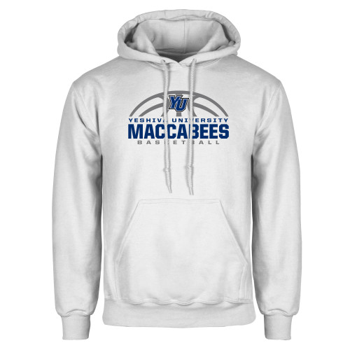  White Fleece Hoodie - Maccabees Basketball Half Ball