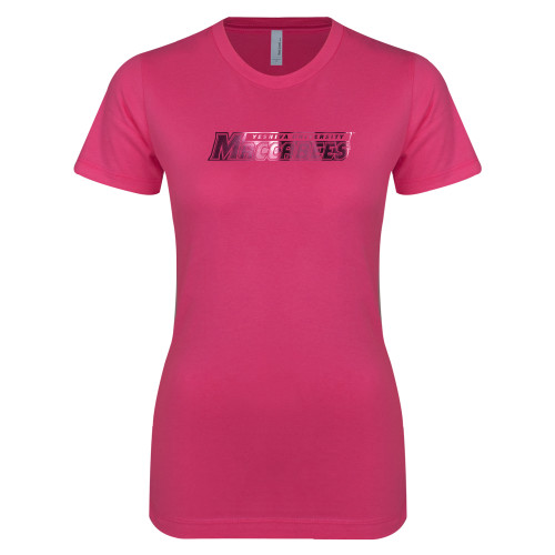 Next Level Womens Fuchsia Boyfriend Tee - Yeshiva University Maccabees Foil