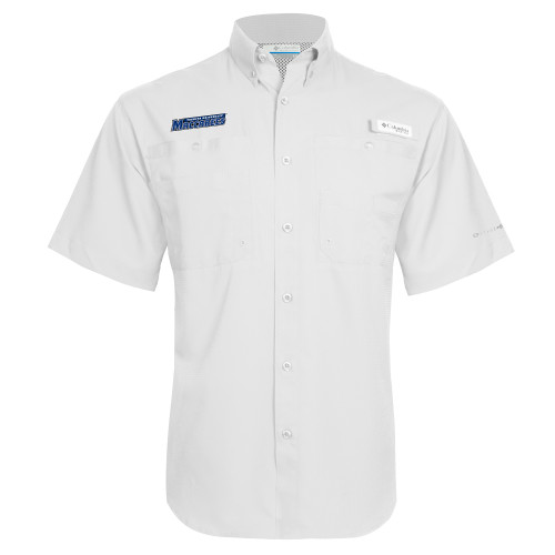  Columbia White Tamiami Performance Short Sleeve Shirt - Yeshiva University Maccabees