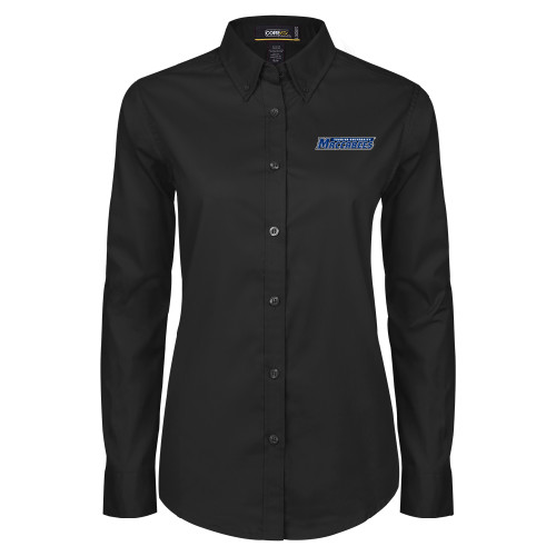  Womens Black Twill Button Down Long Sleeve  - Yeshiva University Maccabees