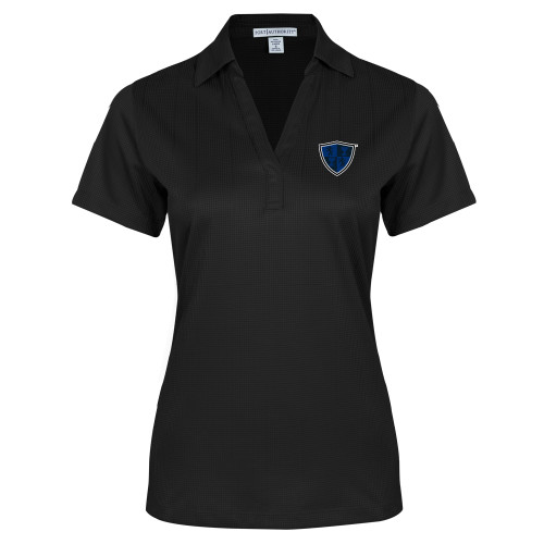  Womens Black Performance Fine Jacquard Polo - Shield