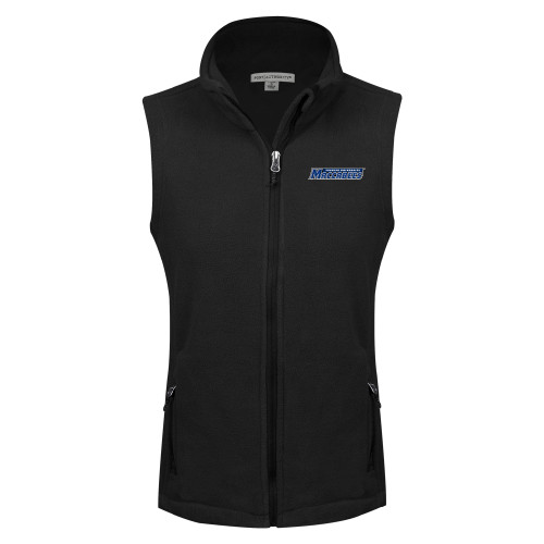  Womens Black Fleece Full Zip Vest - Yeshiva University Maccabees