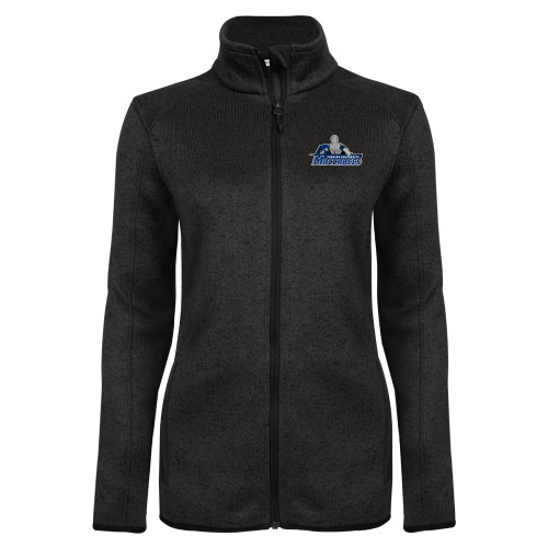  Womens Black Heather Fleece Jacket - Primary Logo