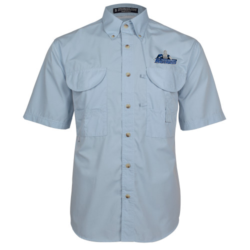  Light Blue Fishing Shirt Performance Short Sleeve  - Primary Logo