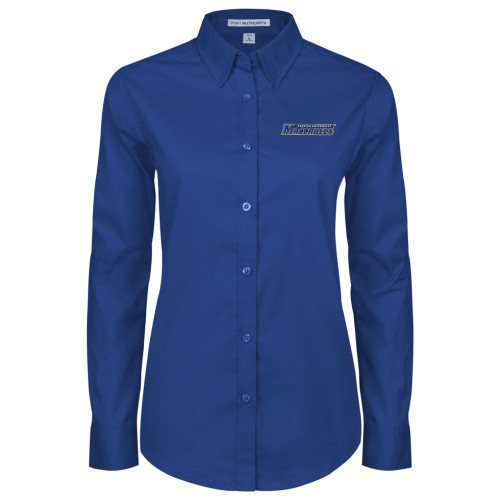  Womens Royal Twill Button Down Long Sleeve  - Yeshiva University Maccabees
