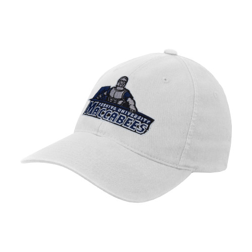  White Flexfit Structured Low Profile Hat - Primary Logo