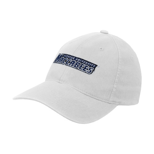  White Flexfit Structured Low Profile Hat - Yeshiva University Maccabees