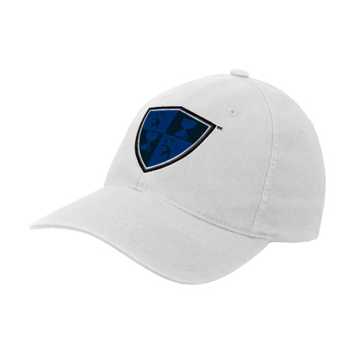  White Flexfit Structured Low Profile Hat - Shield