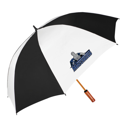  64 Inch Black/White Umbrella - Primary Logo