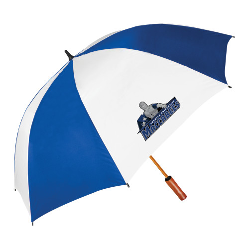  64 Inch Royal/White Umbrella - Primary Logo