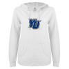 Thumbnail image for  ENZA Womens White V Notch Raw Edge Fleece Hoodie
