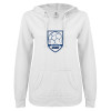 Thumbnail image for  ENZA Womens White V Notch Raw Edge Fleece Hoodie