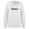 Thumbnail image for  ENZA Womens White V Notch Raw Edge Fleece Hoodie