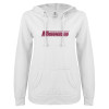 Thumbnail image for  ENZA Womens White V Notch Raw Edge Fleece Hoodie