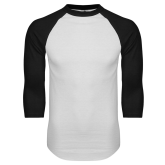 White/Black Raglan Baseball T Shirt-Select-A-Logo