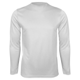 White Performance Long Sleeve Shirt-Select-A-Logo
