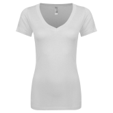 Next Level Womens White Ideal V Tee-Select-A-Logo
