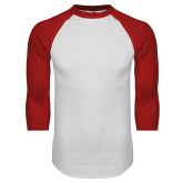 White/Red Raglan Baseball T Shirt-Select-A-Logo