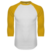 White/Gold Raglan Baseball T Shirt-Select A Dept