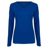 Womens Royal Long Sleeve V Neck Tee -Select-A-Logo